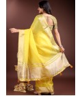 Yellow Cotton Ready To Wear Saree Yellow Cotton Ready To Wear Saree