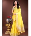 Yellow Cotton Ready To Wear Saree Yellow Cotton Ready To Wear Saree