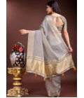 Grey Cotton Ready To Wear Saree Grey Cotton Ready To Wear Saree