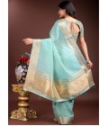Sea Green Cotton Ready To Wear Saree Sea Green Cotton Ready To Wear Saree