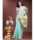 Sea Green Cotton Ready To Wear Saree Sea Green Cotton Ready To Wear Saree