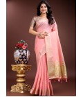 Pink Cotton Ready To Wear Saree Pink Cotton Ready To Wear Saree