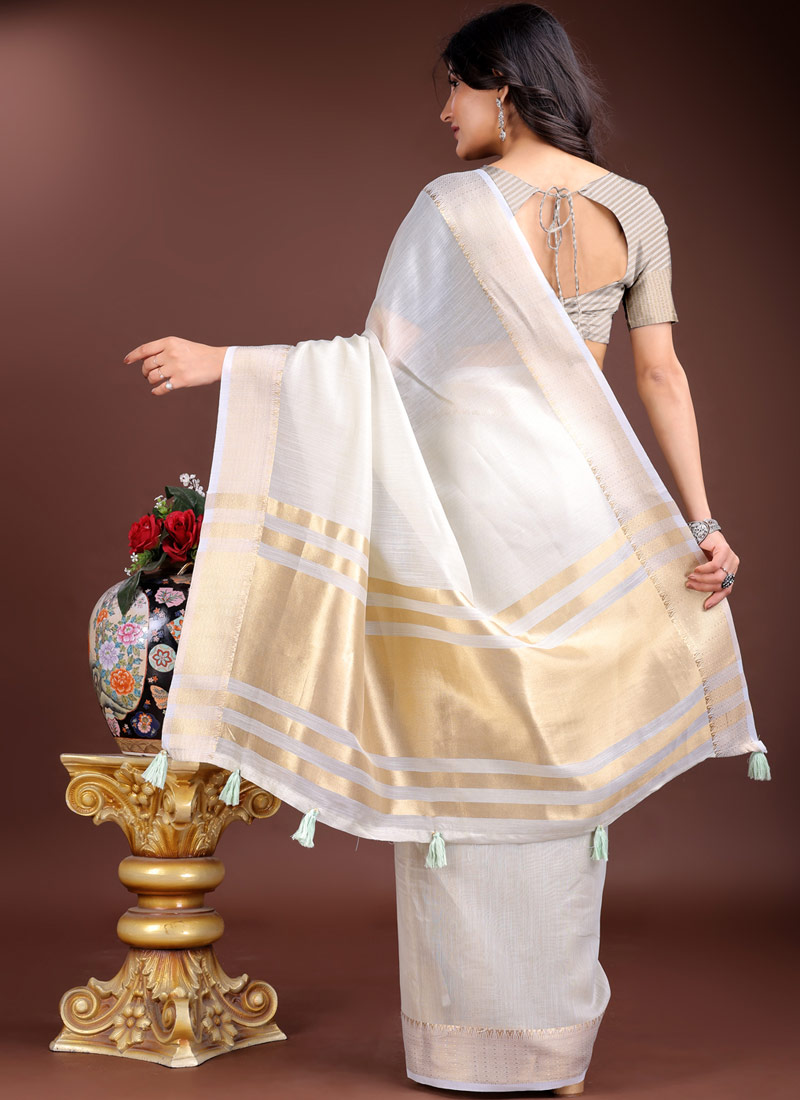 Grey Cotton Ready To Wear Saree Grey Cotton Ready To Wear Saree