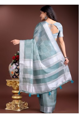 Sea Green Organza Party Wear Saree