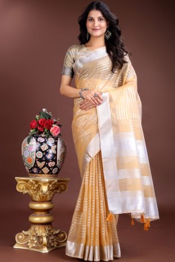 Yellow Organza Haldi Wear Saree