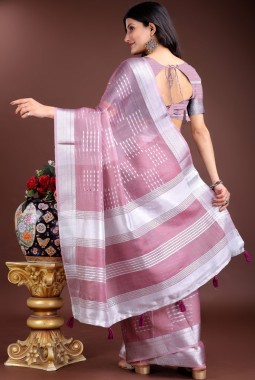 Purple Organza Festive Wear Saree