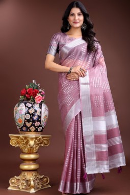 Purple Organza Festive Wear Saree