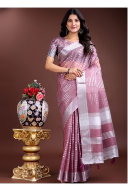 Purple Organza Festive Wear Saree