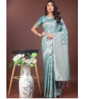 Sea Green Linen Cotton Designer Saree Sea Green Linen Cotton Designer Saree