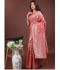 Peach Linen Cotton Designer Saree Peach Linen Cotton Designer Saree