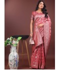 Peach Linen Cotton Designer Saree Peach Linen Cotton Designer Saree