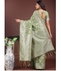 Light Green Linen Cotton Designer Saree Light Green Linen Cotton Designer Saree