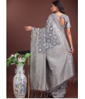 Grey Linen Cotton Designer Saree Grey Linen Cotton Designer Saree