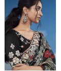 Black Brasso Heavy Embroidered Festival Wear Saree