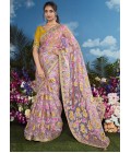 Mustard Brasso Embroidered Festival Wear Saree