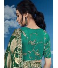 Sea Green Brasso Multi Color Flower Pattern Festival Wear Saree