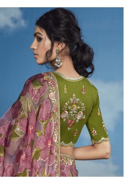 Pink Brasso Embroidered Festival Wear Saree