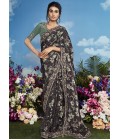 Charcoal Black Brasso Heavy Embroidered Festival Wear Saree