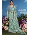 Blue Brasso Heavy Embroidered Festival Wear Saree