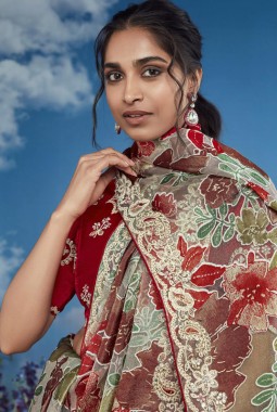 Multi Color Brasso Embroidered Festival Wear Saree