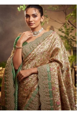 Green Pure Viscose Silk Hand Work Kanchipuram Saree