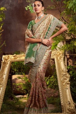 Green Pure Viscose Silk Hand Work Kanchipuram Saree
