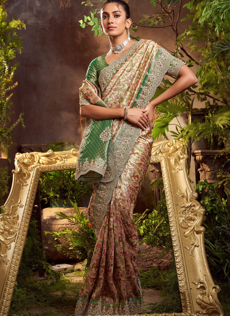 Green Pure Viscose Silk Hand Work Kanchipuram Saree