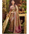 Pink Pure Viscose Silk Hand Work Kanchipuram Saree