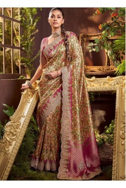 Pink Pure Viscose Silk Hand Work Kanchipuram Saree