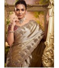 Golden Pure Viscose Silk Hand Work Kanchipuram Saree