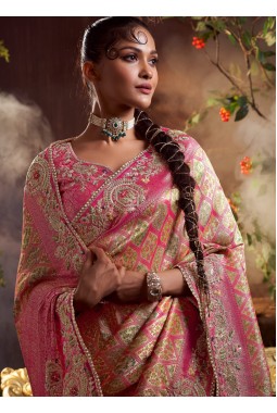 Gajri Pure Viscose Silk Hand Work Kanchipuram Saree