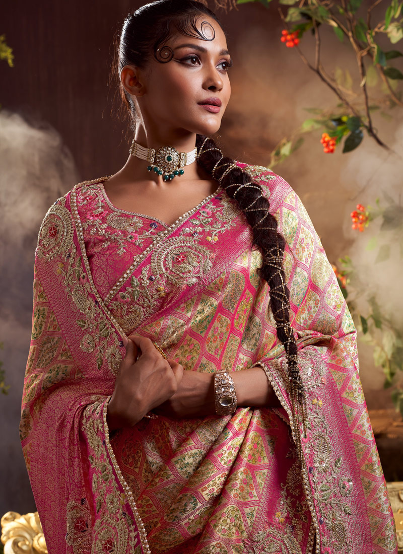 Gajri Pure Viscose Silk Hand Work Kanchipuram Saree