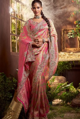 Gajri Pure Viscose Silk Hand Work Kanchipuram Saree