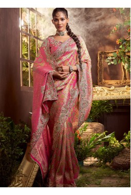 Gajri Pure Viscose Silk Hand Work Kanchipuram Saree