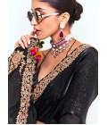 Black Fancy Sequins Embroidered Party Wear Saree