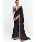 Black Fancy Sequins Embroidered Party Wear Saree