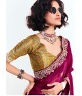 Magenta Fancy Butti Embroidered Party Wear Saree