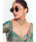 Sea Green Fancy Thread Embroidered Party Wear Saree