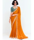 Mustard Fancy Sequins Embroidered Party Wear Saree