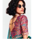 Teal Fancy Butti Embroidered Party Wear Saree