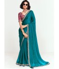 Teal Fancy Butti Embroidered Party Wear Saree