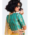 Mustard Fancy Sequins Embroidered Party Wear Saree