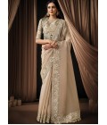 Beige Organza Rajwadi Koti Embroidery Wedding Saree