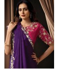 Purple Uppada Silk Handwork Wedding Saree