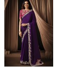 Purple Uppada Silk Handwork Wedding Saree