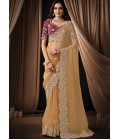 Yellow Organza Tissue Sequins Embroidery Wedding Saree