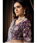 Lavender Uppada Silk Sequins Embroidery Wedding Saree