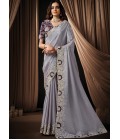 Lavender Uppada Silk Sequins Embroidery Wedding Saree