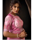 Pink Tissue Thread Work Designer Wedding Saree