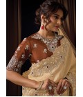 Lemon Jacquard Silk Sequins Embroidered Designer Wedding Saree